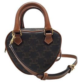 Céline Borsa a mano e crossbody media Triomphe Canvas Heart Tan