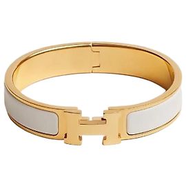 Hermès Bracciale Rigido Click Blanc Gold White