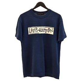 Louis Vuitton Baumwoll-T-Shirt mit Rundhalsausschnitt und kurzen Ärmeln Blau Zustand