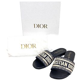 Dior Mule Slipper Dway in cotone ricamato Deep Blue