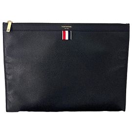 Thom Browne Three Stripe Medium Clutch Bag Black