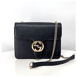 Gucci Crossbody-Tasche mit ineinandergreifender Kette Schwarz