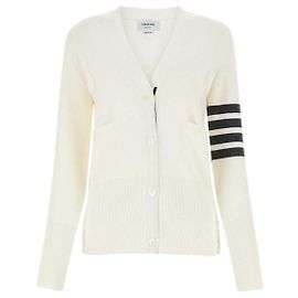Thom Browne Cardigã de lã clássico com decote em V Branco