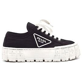 Prada Zapatillas de gabardina de nailon con doble rueda