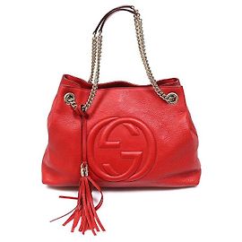 Gucci Borsa a tracolla Soho Tassel in pelle rossa e dorata