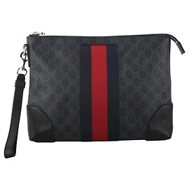 Gucci Clutch GG Supreme Web con tracolla da polso