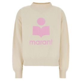 Isabel Marant Sudadera de terciopelo con logotipo MOBY Ecru Pink