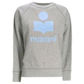 Isabel Marant Sweatshirt de veludo com logótipo Gray Ice Blue