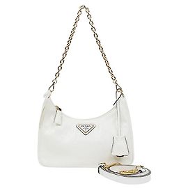 Prada Borsa a tracolla Hobo Re-edition in Nappa bianca