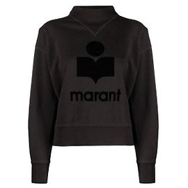 Isabel Marant Velours-Logo-Sweatshirt Faded Black