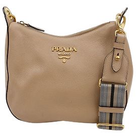 Prada Borsa a Tracolla e Spalla Hobo Vitelho Phoenix Beige
