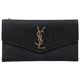 Saint Laurent Cartera larga Uptown Gold Negra