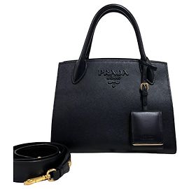 Prada Monochrome Saffiano Tote Schultertasche Schwarz