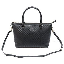 Microguccissima Leder-Tote-Bag in Schwarz
