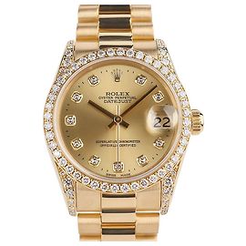 Rolex Reloj para mujer Datejust en oro amarillo con bisel de diamantes