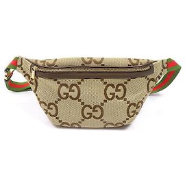 Gucci Borsa a cintura Jumbo GG Canvas Camel Ebony