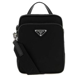 Prada Borsa crossbody in nylon con logo triangolare Nero