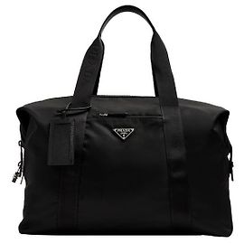 Prada Borsa Duffle in Nylon con Logo Triangolare Nero