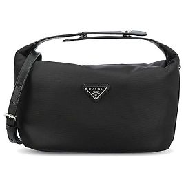 Prada Sherry Mini-Tasche aus Nylon mit Dreiecks-Logo Schwarz RDLN