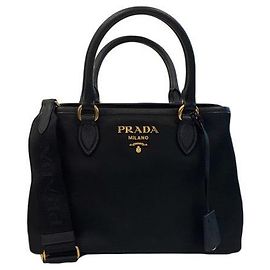 Prada Borsa a spalla tote Pocono logo dorato nero ZMY