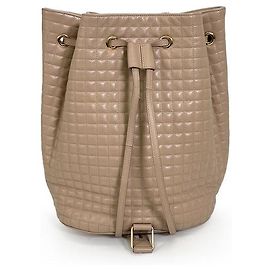 Céline Gesteppter Leder-Bucket-Rucksack Small Beige
