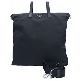 Prada Re-Nylon Tessuto Tote Bag Schultertasche Crossbody-Tasche Dreiecks-Logo Schwarz
