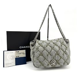 Chanel Wild Stitch gesteppte Tweed-Klapptasche