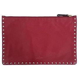 Valentino Clutch Garavani Rockstud in pelle rossa Medium