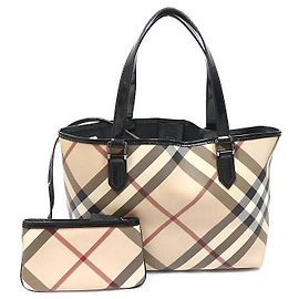 Burberry PVC Canvas Super Nova Check Niki Shopper Schultertasche