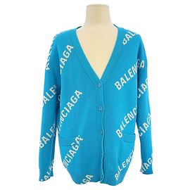 Balenciaga Cardigan Himmelblau Baumwolle