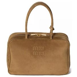 Borsa con fiocco in camoscio Miu Miu Large Verde Oliva