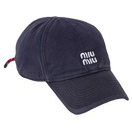 Miu Miu Baseball-Kappe aus gewaschenem Denim Navy