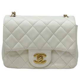 Chanel Petite Sac Ramskin Vintage Gold Chain White
