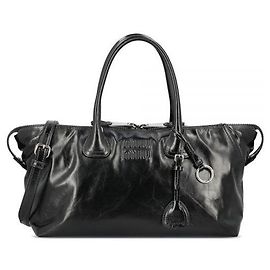 Borsa a mano Miu Miu in pelle lucida nera
