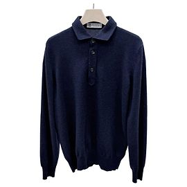 Brunello Cucinelli Kaschmir-Strickpolo Navy
