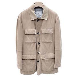 Brunello Cucinelli Giacca Mustang in camoscio beige