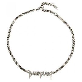 Balenciaga Typo Metal Necklace Silver