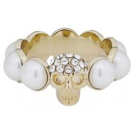 Anello Alexander McQueen Skull Pearl Oro
