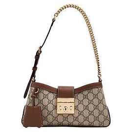 Gucci Borsa a spalla piccola GG Supreme con lucchetto Brown KHNKG