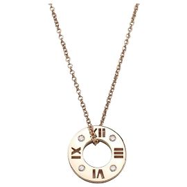 Tiffany & Co Collana con pendente Atlas in oro rosa e diamanti
