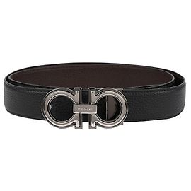 Salvatore Ferragamo Wendbarer Ledergürtel NERO+HICORY