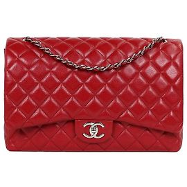 Chanel Saco Classic Large Flap Maxi Vermelho