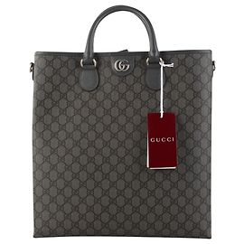 Gucci Ophidia Medium Document Tote Bag aus grauem GG Supreme Canvas
