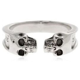 Anello Alexander McQueen Twin Skull Argento