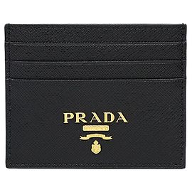Prada Saffiano Gold Logo Kartenetui für Damen QWA