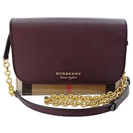 Burberry Borsa a tracolla e crossbody Hampshire Check in pelle con catena