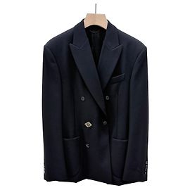 Louis Vuitton Giacca Blazer in Twill di Lana Nero