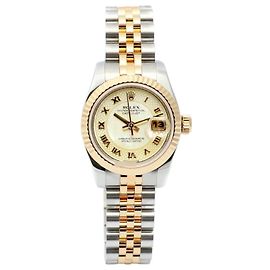 Rolex Datejust Combi Damenarmbanduhr mit MOP Perlmutt-Dekoration und römischen Ziffern