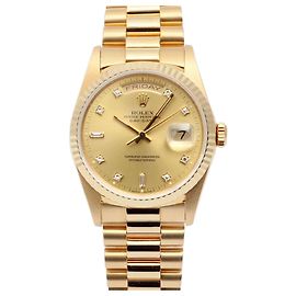 Rolex Orologio da uomo Day-Date in oro, diamanti originali, oro champagne