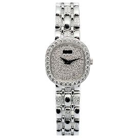 Piaget Vintage Damenarmbanduhr, klein, Gold, mit Diamant-Pavé-Fassung in Kissenform